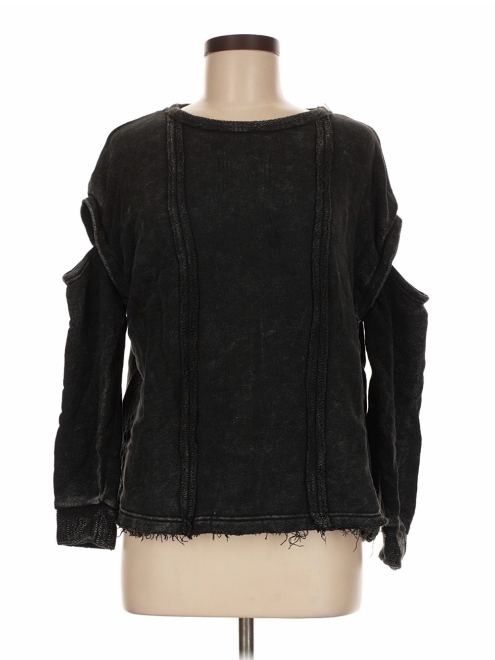Gilded Intent Women's Black Sweatshirt Cutout Sleeve size Medium NWT The Buckle - Picture 2 of 10